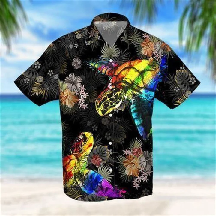 Beach Shirt Turtle Lgbt Hawaiian Aloha Gay Pride Ha59180