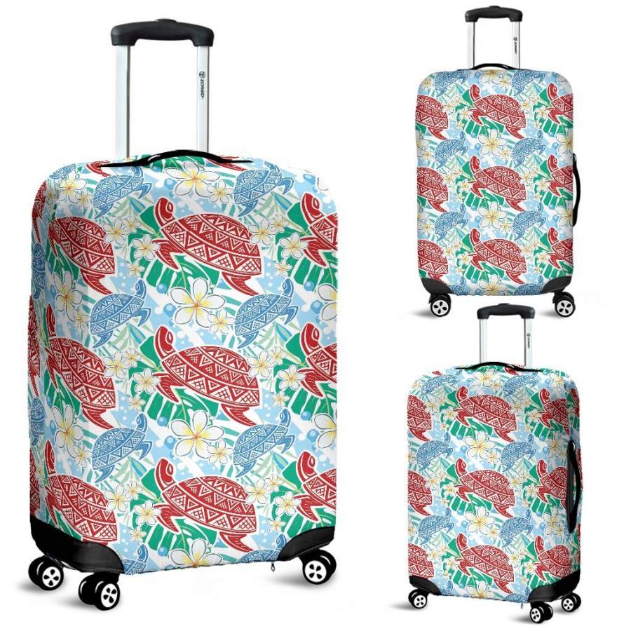 Sea Turtle Floral Hawaii Pattern Print Luggage Cover Protector Ha8742