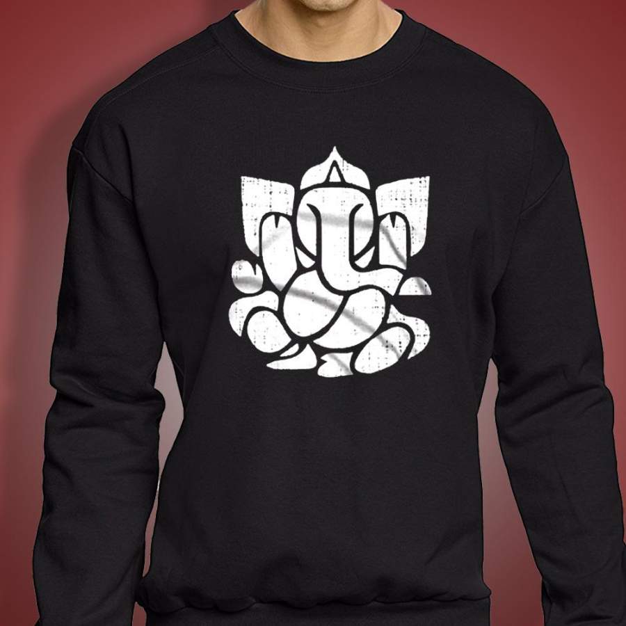 Yoga Ganesh Elephant Fitted Racerback Vintage Distress Men’S Sweatshirt