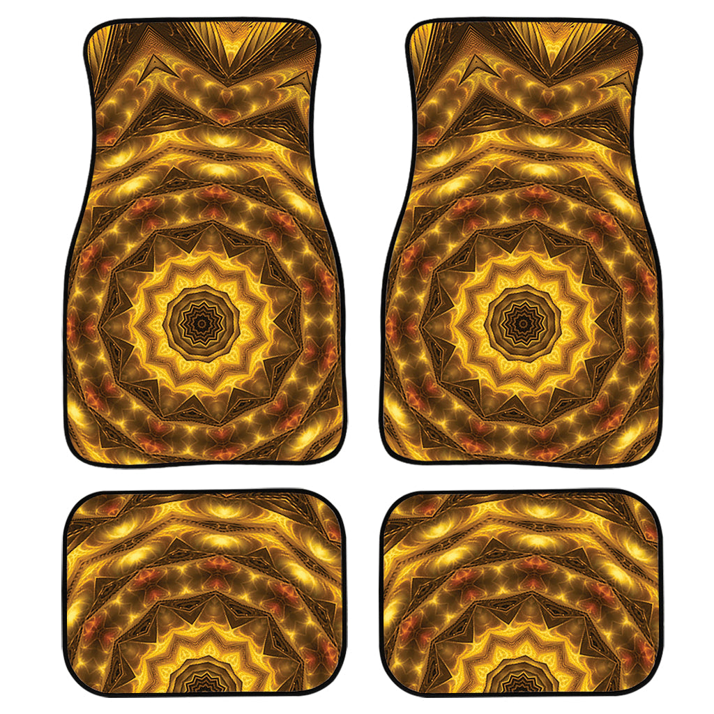 Golden Kaleidoscope Print Front And Back Car Floor Mats, Front Car Mat