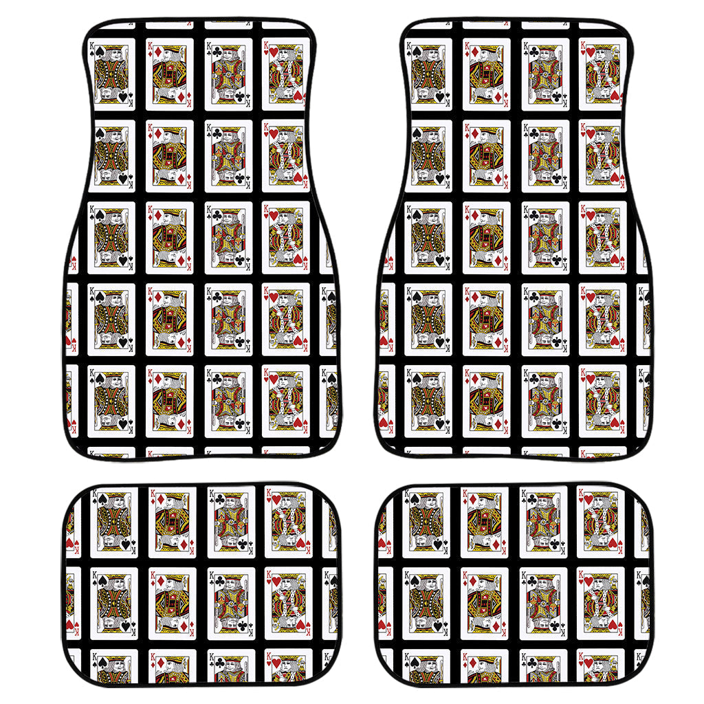 Four Kings Playing Cards Pattern Print Front And Back Car Floor Mats, Front Car Mat