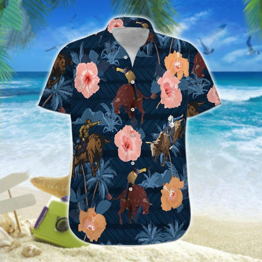 Hawaii Aloha Shirts Bull Riding Hibiscus Ha77325