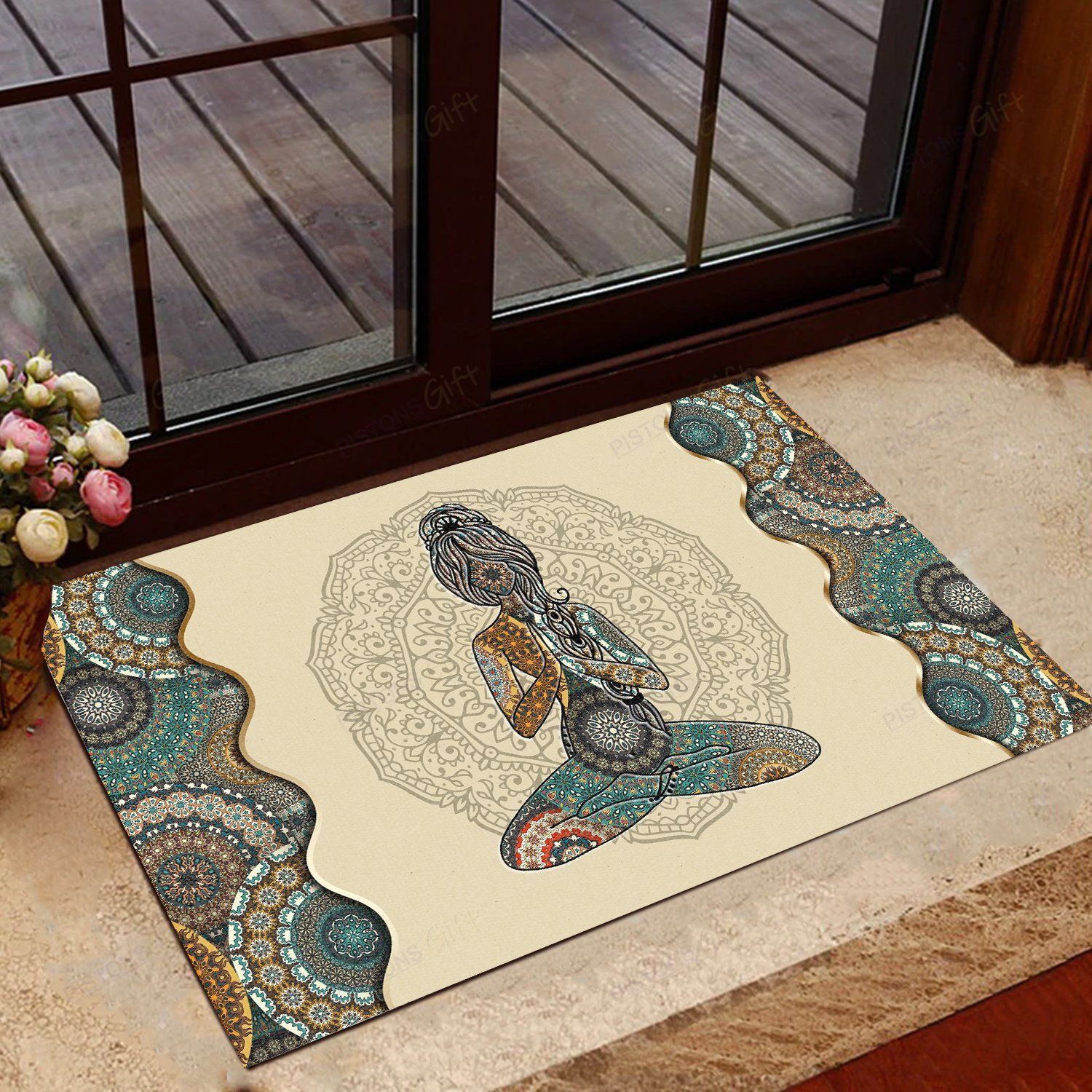 Yoga Girl Mandala Pattern All Over Printing Doormat