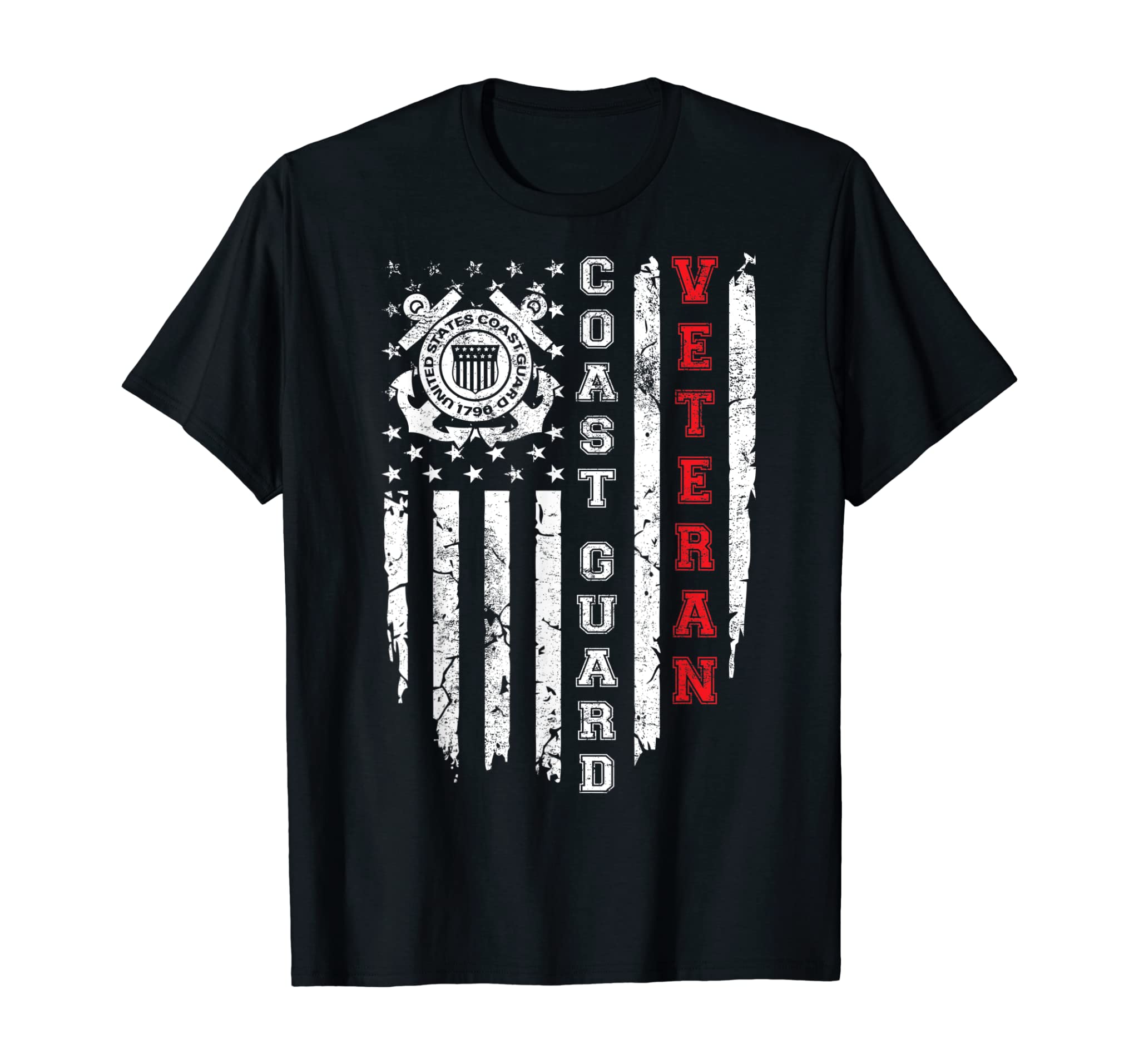 US Coast Guard Veteran American Flag 4th of July USCG Gift T-Shirt