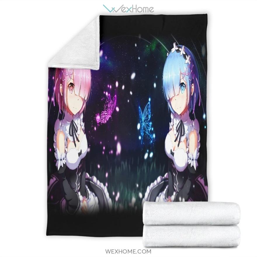 Cute Rem And Ram Re:Zero Starting Life In Another World Anime Premium Blanket