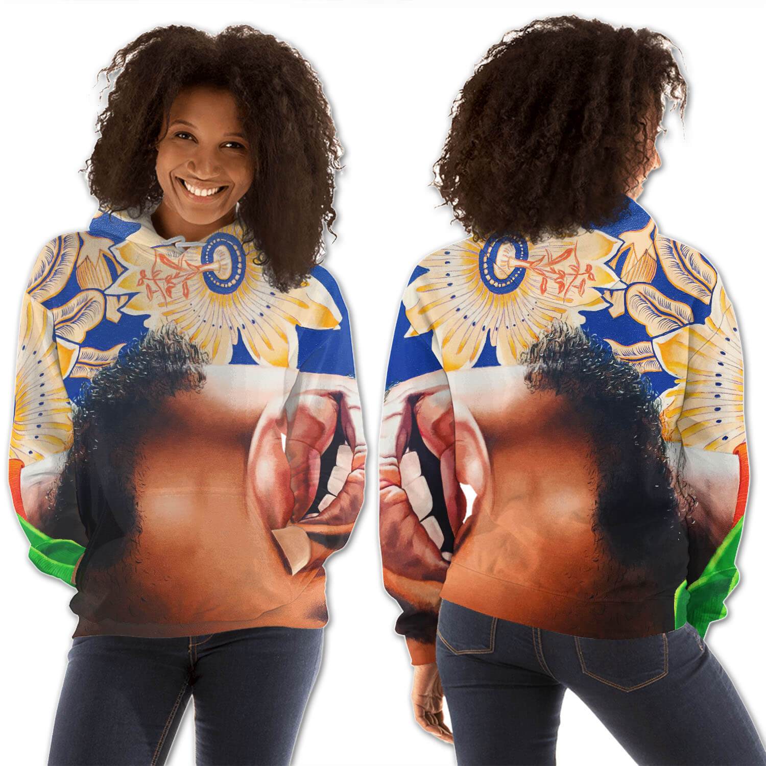 African American Hoodies Beautiful Girl With Afro All Over Print Womens Hooded Sweatshirt Afrocentric Clothing BPS91777