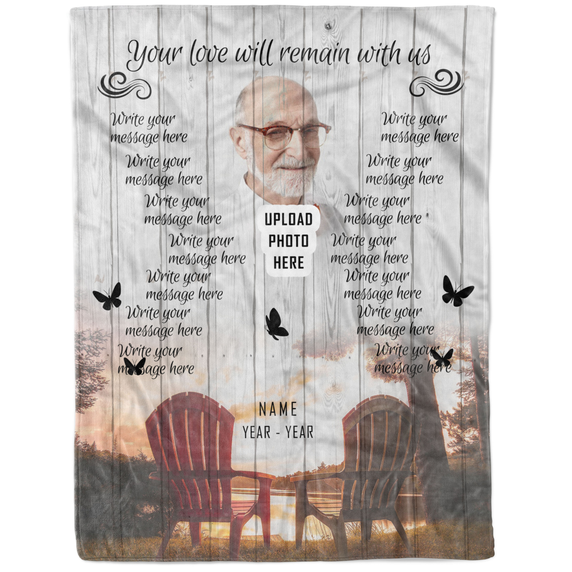 Custom Memorial Photo Name Letter Blanket