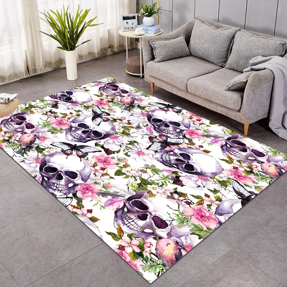 Skull & Flowers SW0061 Rug