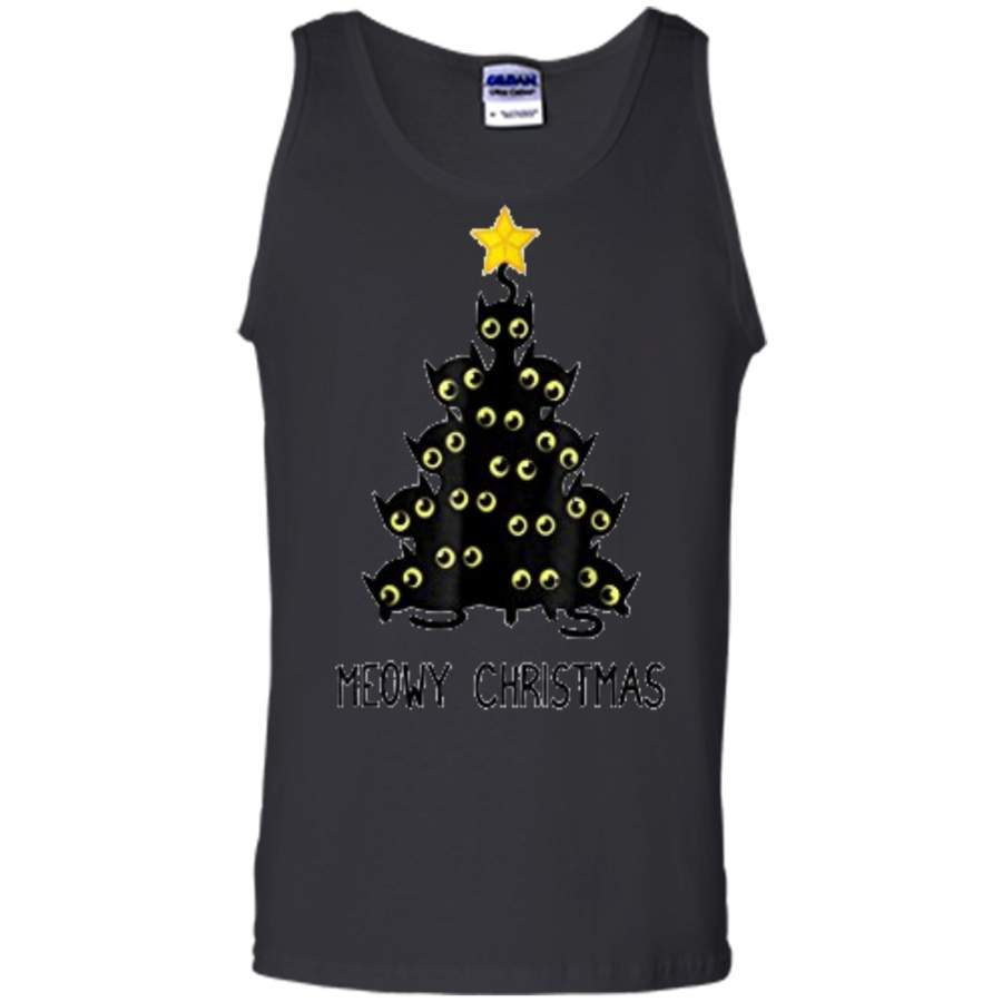 Cat Christmas Tree  Cute Black Kitten Lover Meowy Gift Tank Top