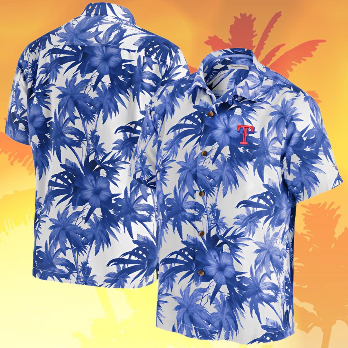 Tommy Bahama Light Blue Rangers Hawaiian Shirts