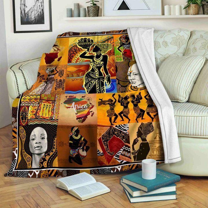 Africa Traditional Dances Yellow Background Fleece Blanket, Sherpa Blanket, Gift For Parent, Family Member, Friends Gift, Christmas Gift, Home Decor, Home Living