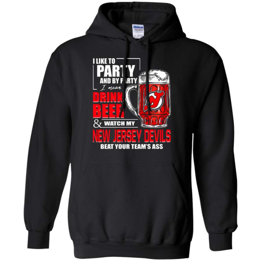 AGR I Like To Drink Beer & Watch My New Jersey Devils Ice Hockey Hoodie