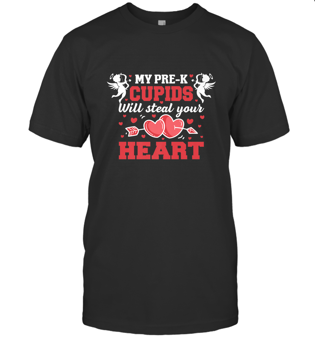 Teacher Valentine’s Day Pre K Cupids Art Graphics Heart Love Men’s T-Shirt