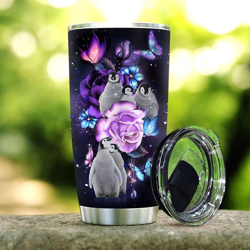 Blueztumbler Rose Butterfly Baby Penguin Stainless Steel  Cup