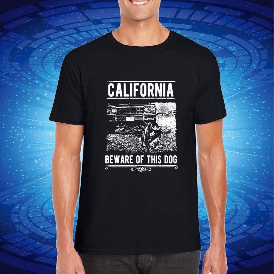 California Pitbull T-shirt Funny Car Driver Fast Casual Tee Shirt