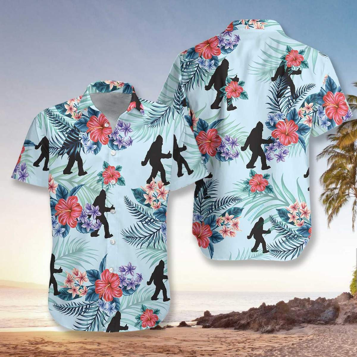 Hawaii Aloha Shirts Bigfoot Bluebonnet Ha59298