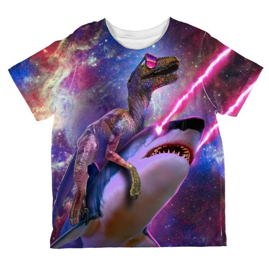 Velociraptor Laser Shark Galaxy All Over Toddler T Shirt