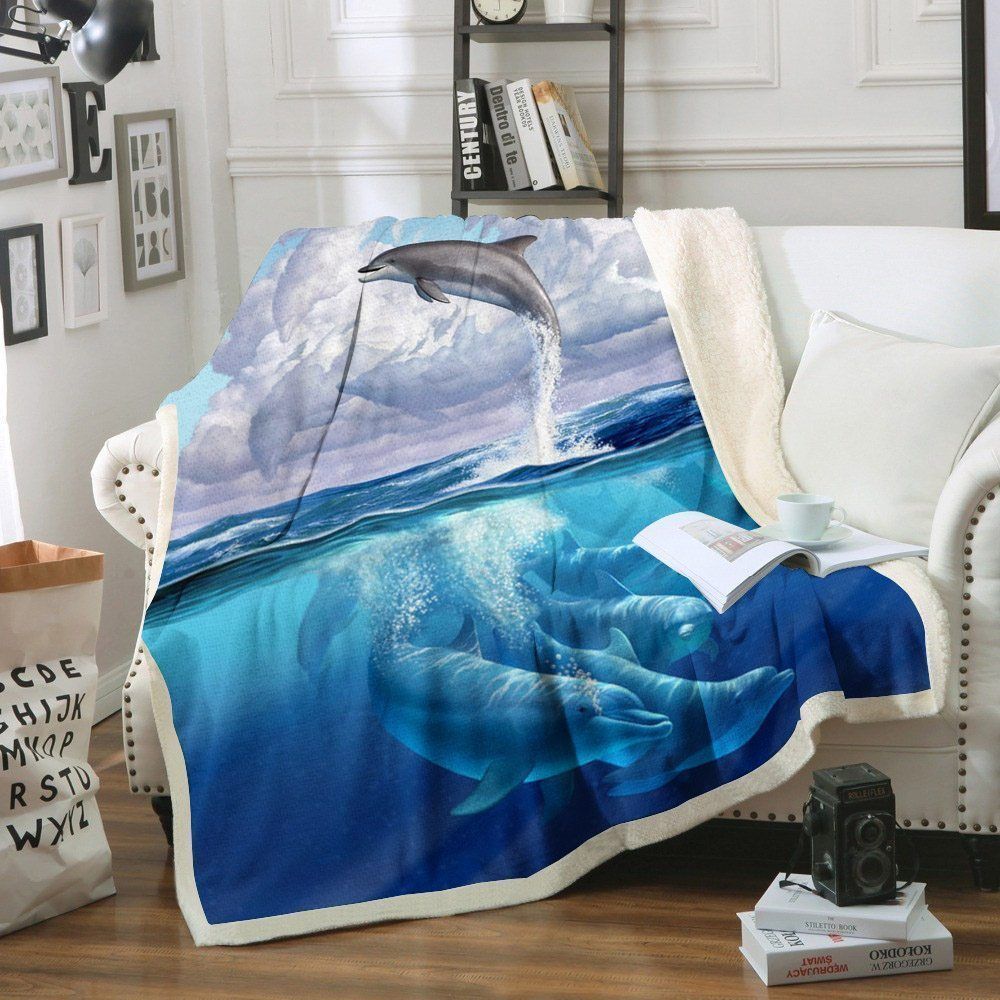 Dolphin Nt040935F Sherpa Fleece Blanket