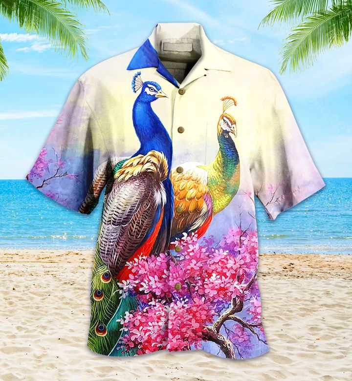 Peacock Couple In Love Pink Hawaii Shirt Hawaii For Men Women Ha71150