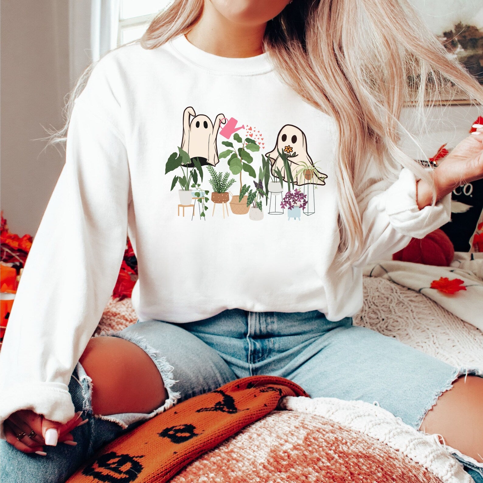 Ghost Plant Lady Sweatshirt 2D Crewneck Sweatshirt All Over Print Sweatshirt For Women Sweatshirt For Men Sws4003