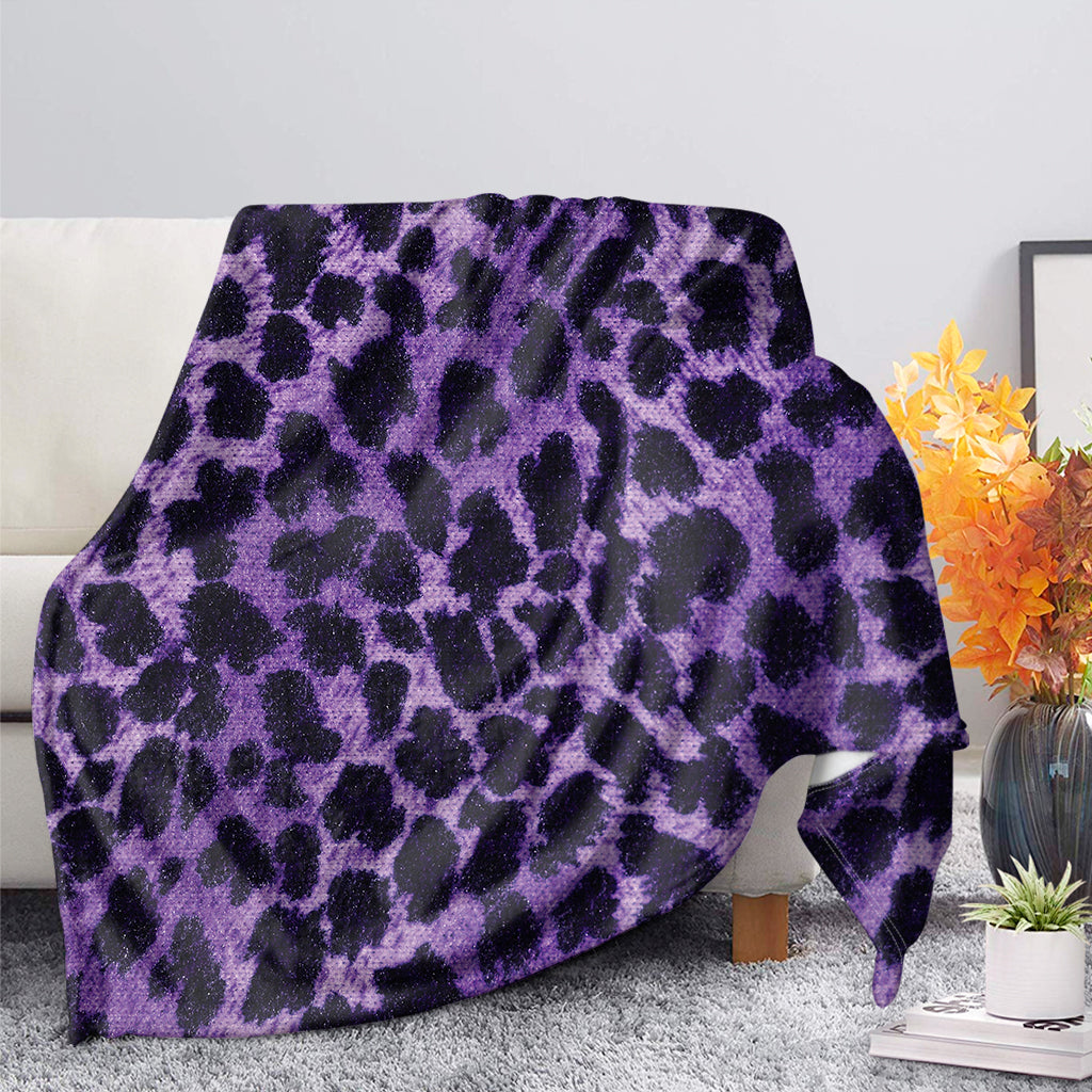 Purple And Black Cheetah Print Blanket