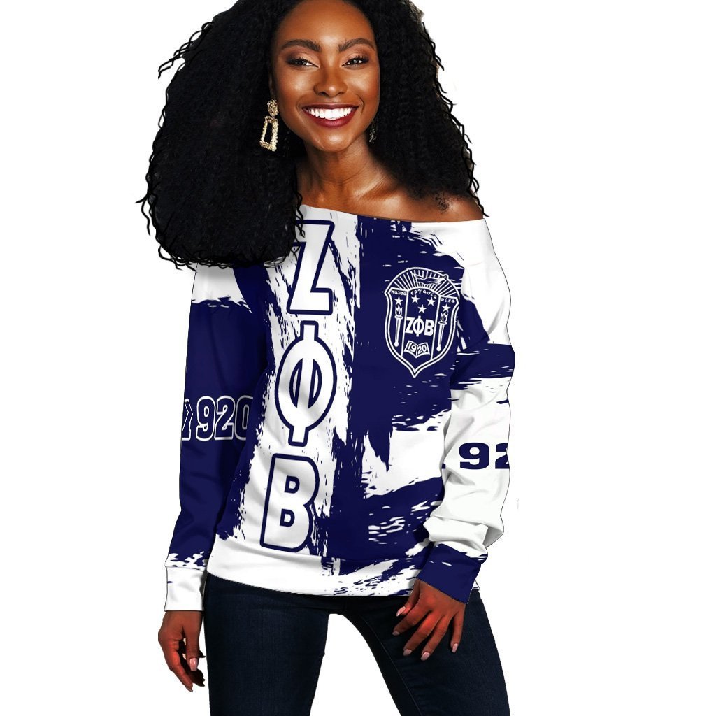 Sorority Sweatshirt – Zeta Phi Beta Off Shoulder – Note Style