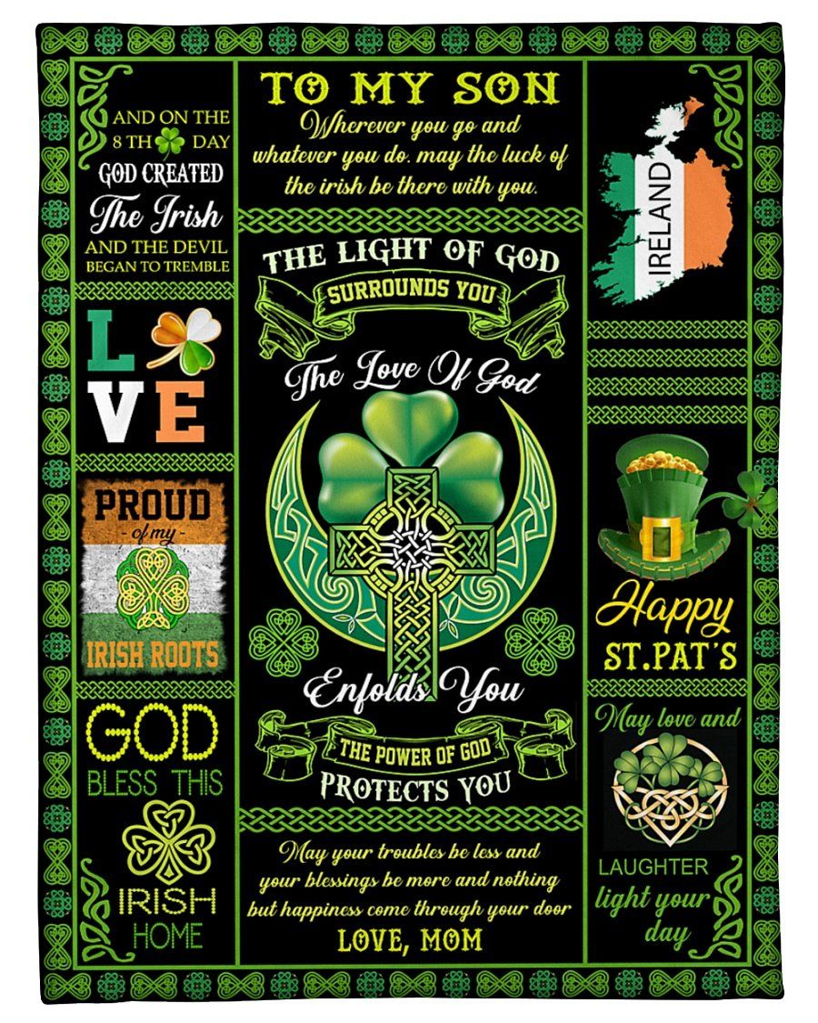 [Personalized Name] Ireland Country The Light Of God Fleece Blanket, Sherpa Blanket, Gift For Family Member, Friends Gift, Christmas Gift, Home Decor, Home Living