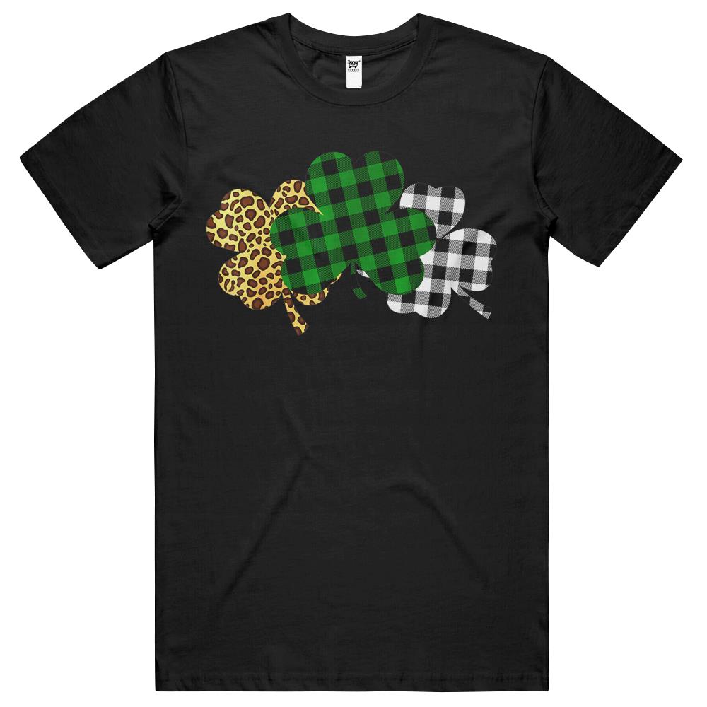 Buffalo Plaid Leopard Shamrock Clover Lucky St Patricks Day T Shirts