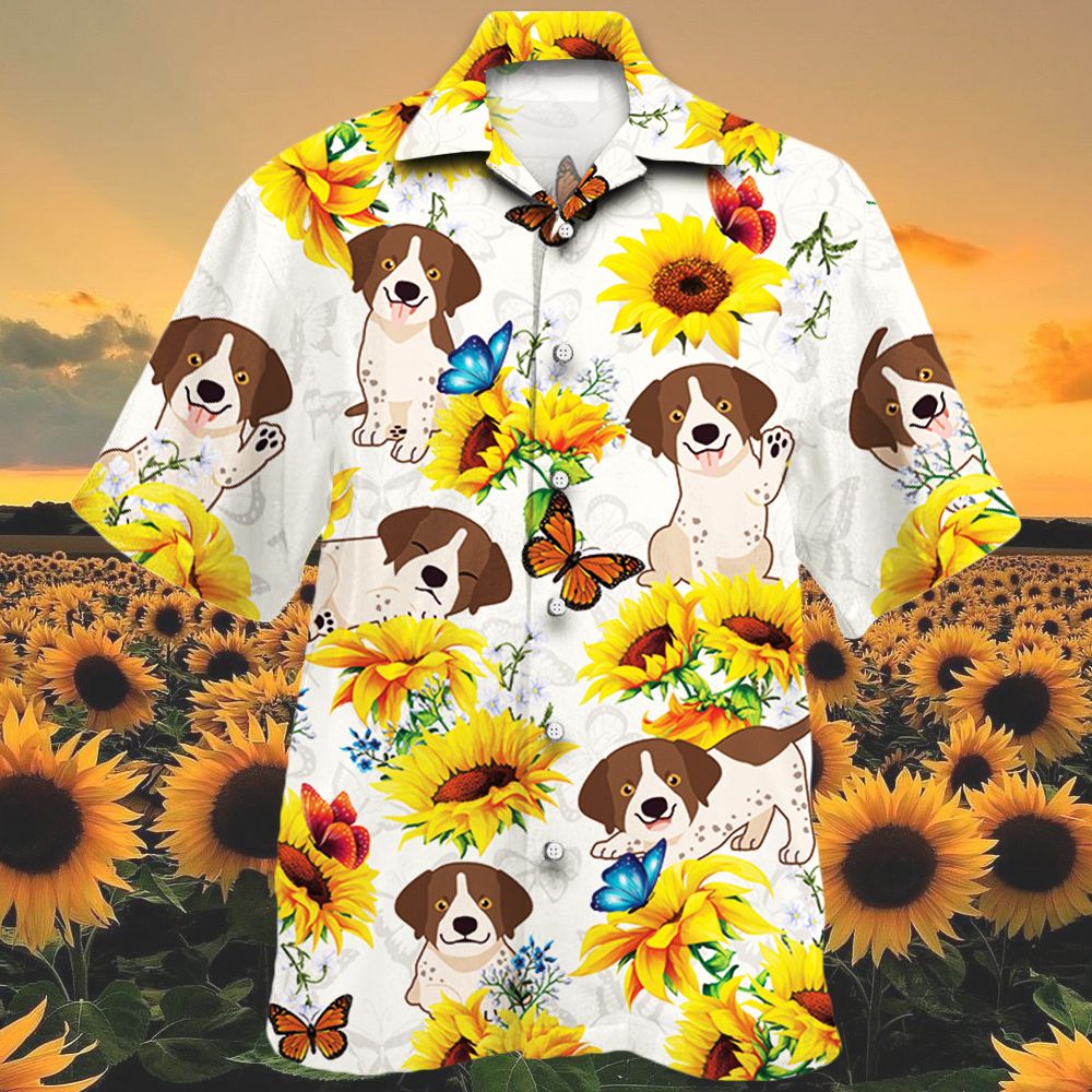 German Shorthaired Pointer Dog Lovers Sun Flower Hawaiian Shirt – Hawaiian Shirt For Men, Hawaiian Shirt For Women, Aloha Shirt