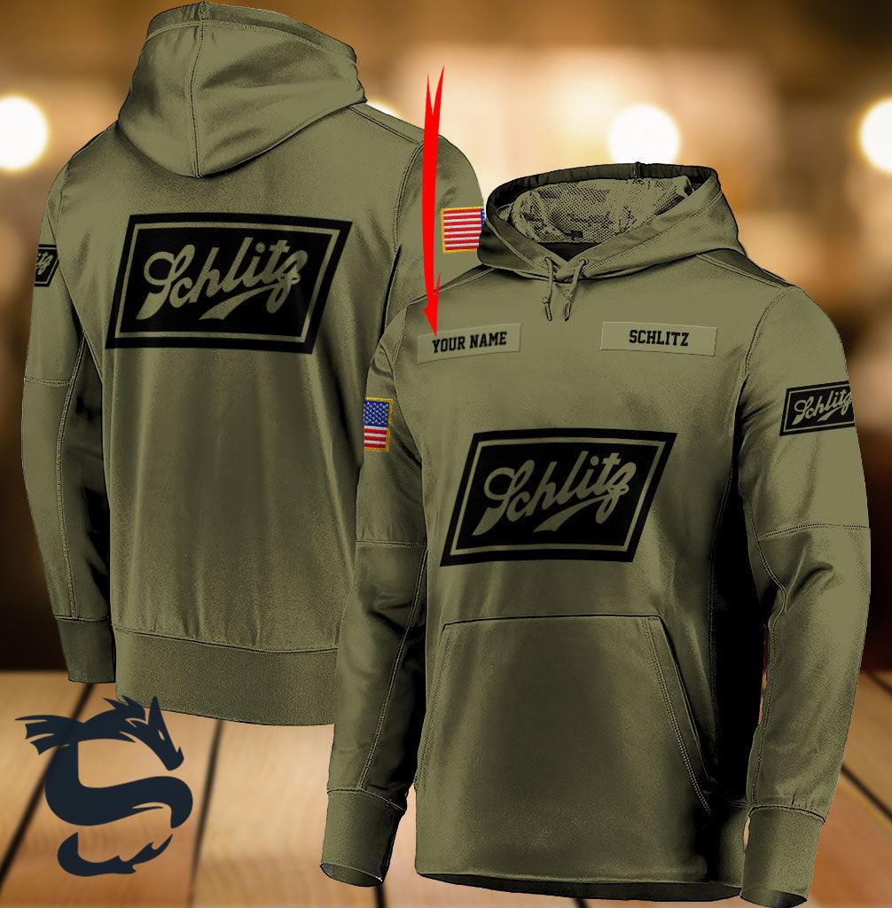 Personalized Military Green Schlitz Beer Hoodie & Zip Hoodie
