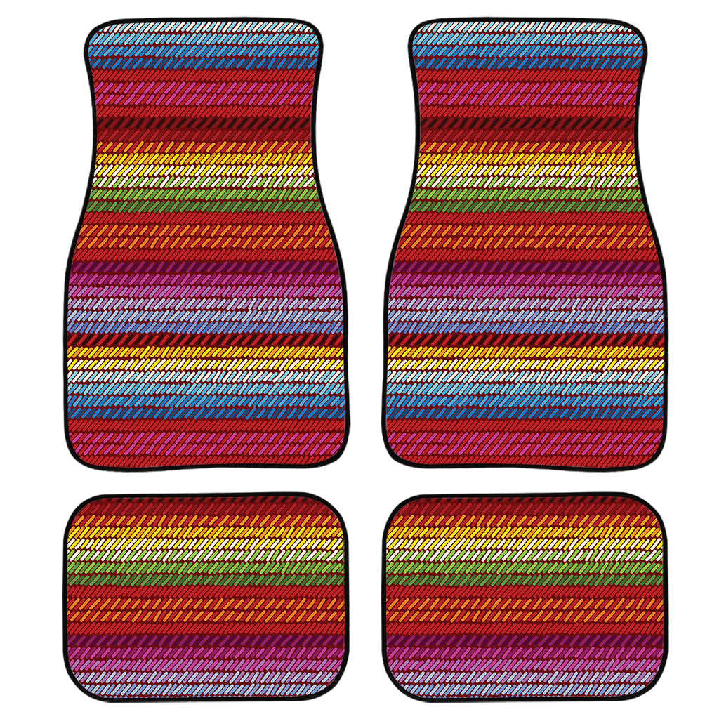 Colorful Mexican Woven Pattern Print Front And Back Car Floor Mats, Front Car Mat