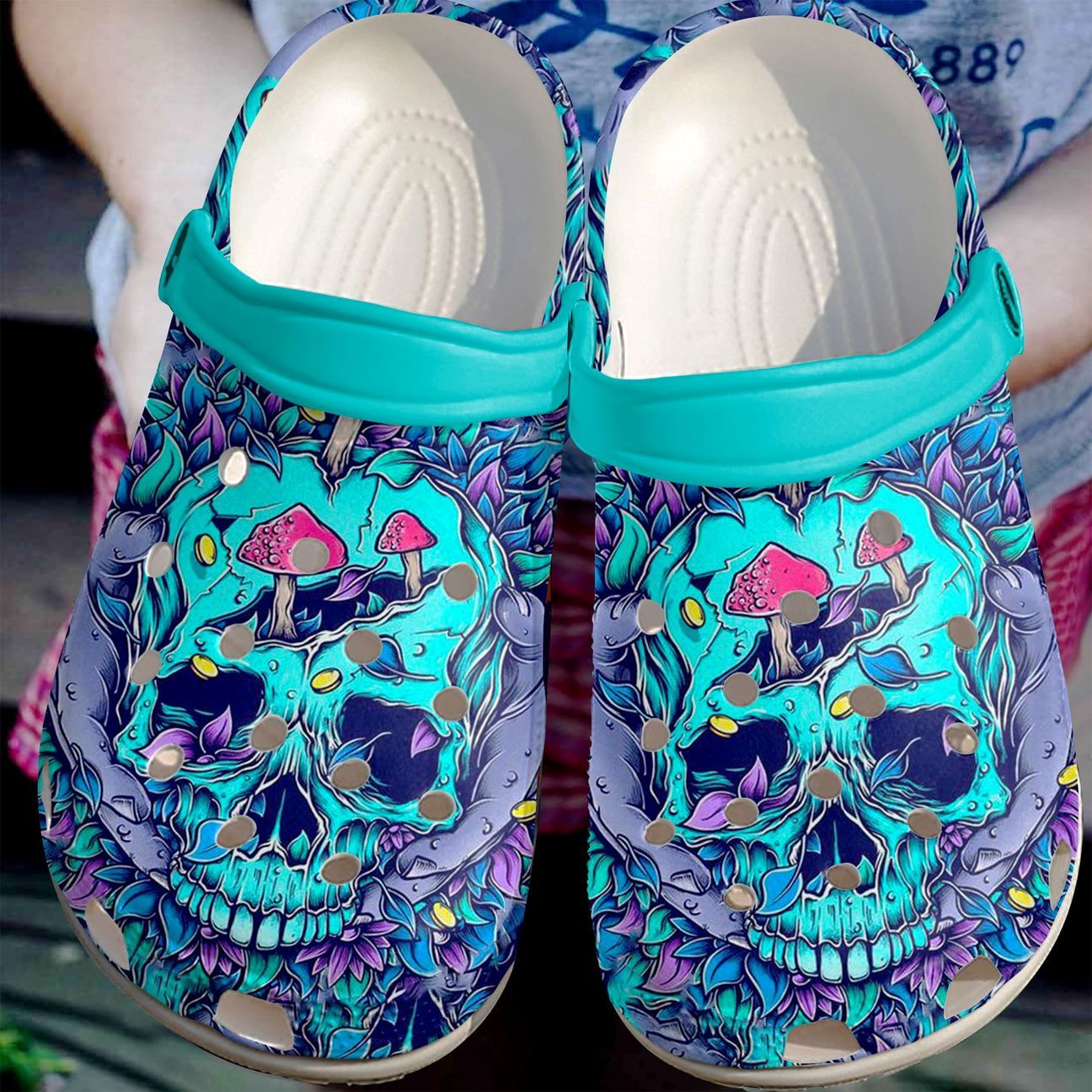 Skull Personalized Clog, Custom Name, Text, Color, Number Fashion Style For Women, Men, Kid, Print 3D Skulls Shrooms