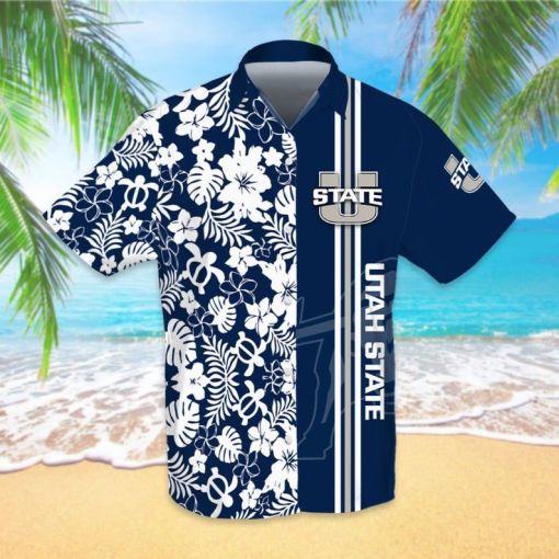 Utah State Aggies Usu Football Sport Logo Cool Hawaii Graphic Print Short Sleeve Hawaii Shirt Ha72839