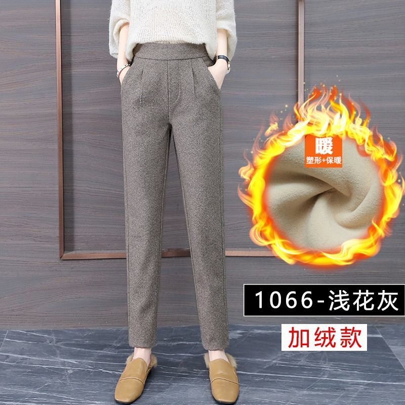 Women Pants Woolen Pants Women’s Autumn Winter 2021 Herringbone Pattern Tappered Pants Winter Pants Casual Pantalones De Mujer alx