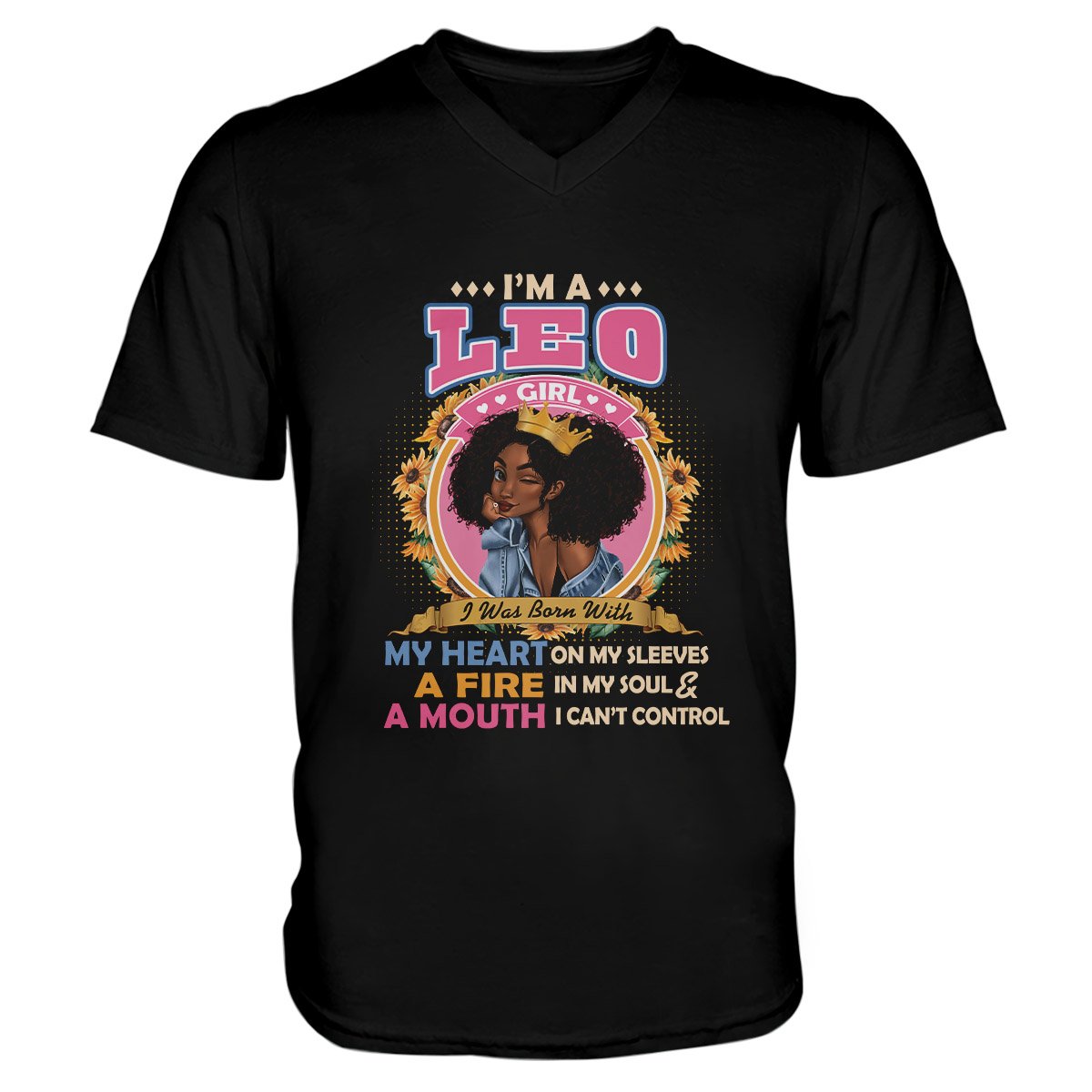 Black Queen Im A Leo Girl Ez13 1609 Men V-Neck T-Shirt