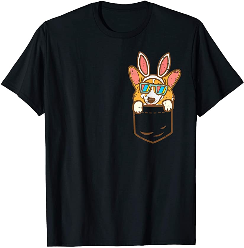 Welsh Corgi Bunny Pocket Cute Easter Dog Owner Men Women T-Shirt