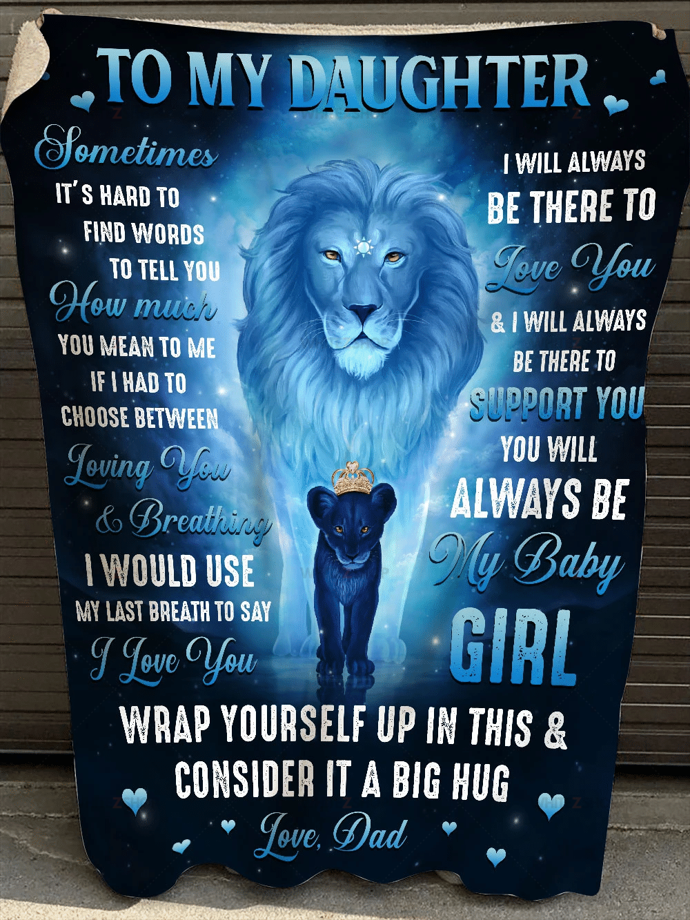 Lion Dad To Daughter Sherpa Blanket Sometimes It Is Hard To Find Words To Tell You I Love You