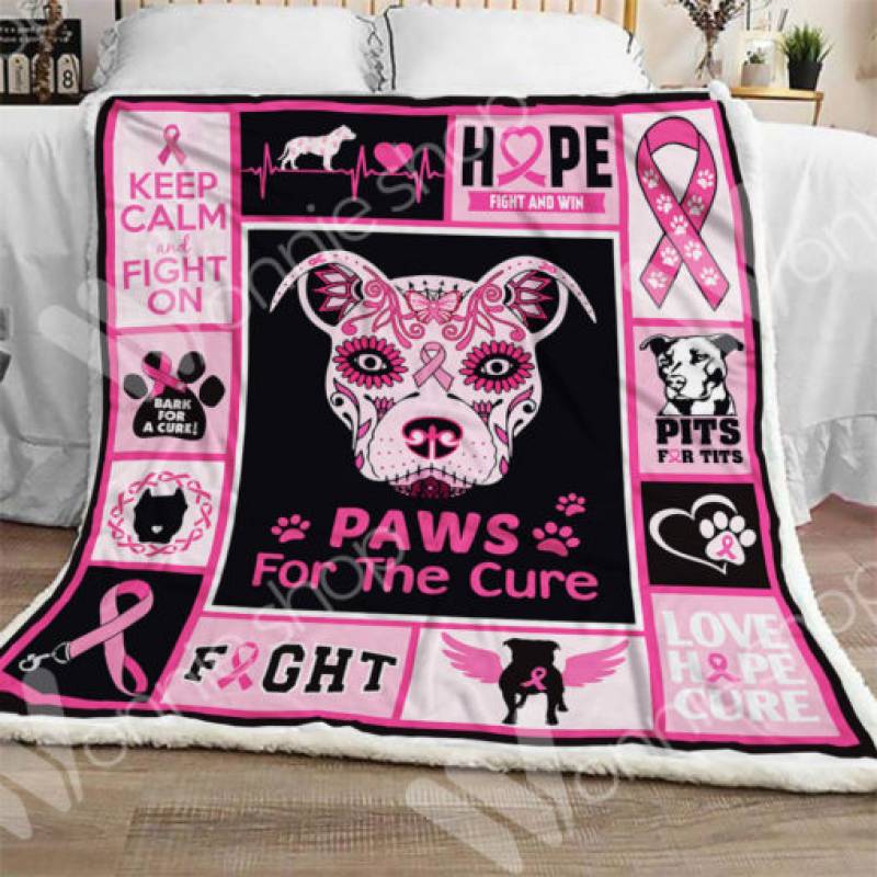 Breast Cancer Pitbull Dog Sherpa Blanket OCT1501 95O47