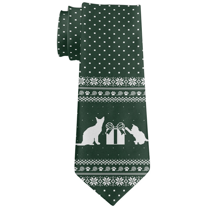 Ugly Christmas Sweater Cats Gifts All Over Neck Tie