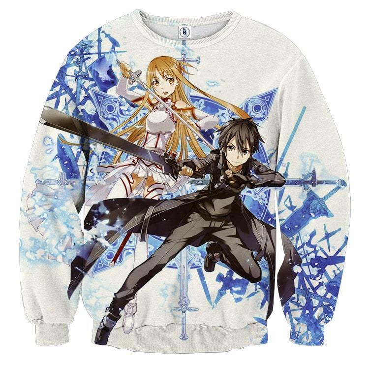 SAO Asuna & Kirito Powerful Swordsman Couple White Sweater