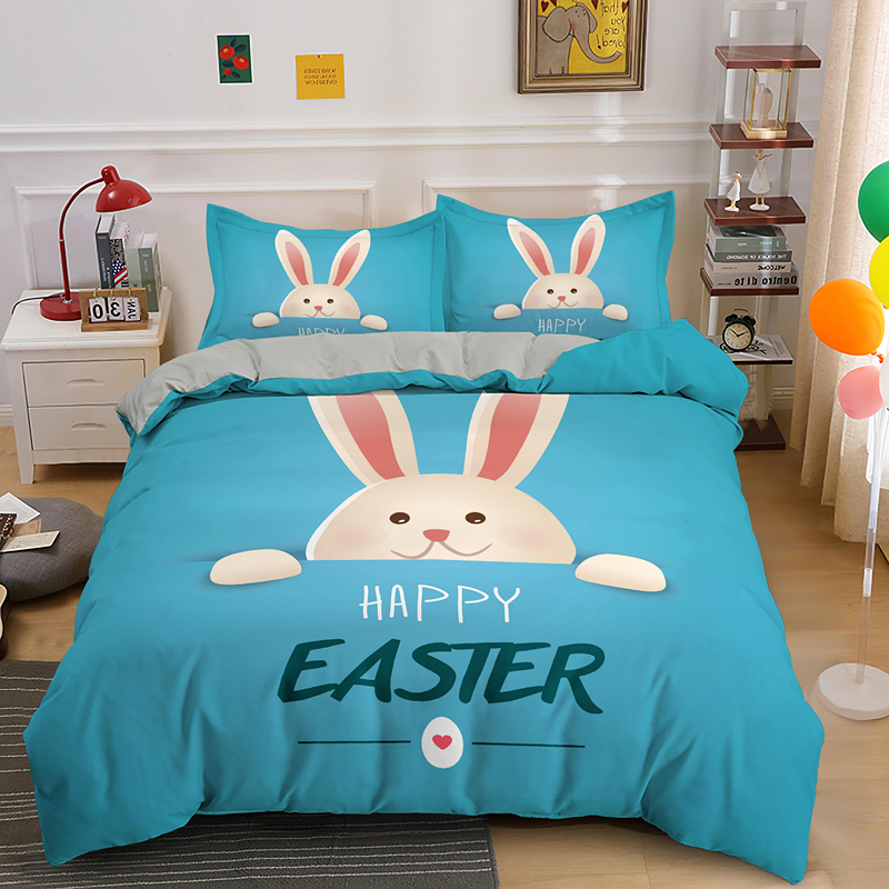 Cartoon Easter Egg Bunny Down Bedcover Pillowcase Single Double Queen 2/3 Creative Decorative Bedding Set Duvet Covers