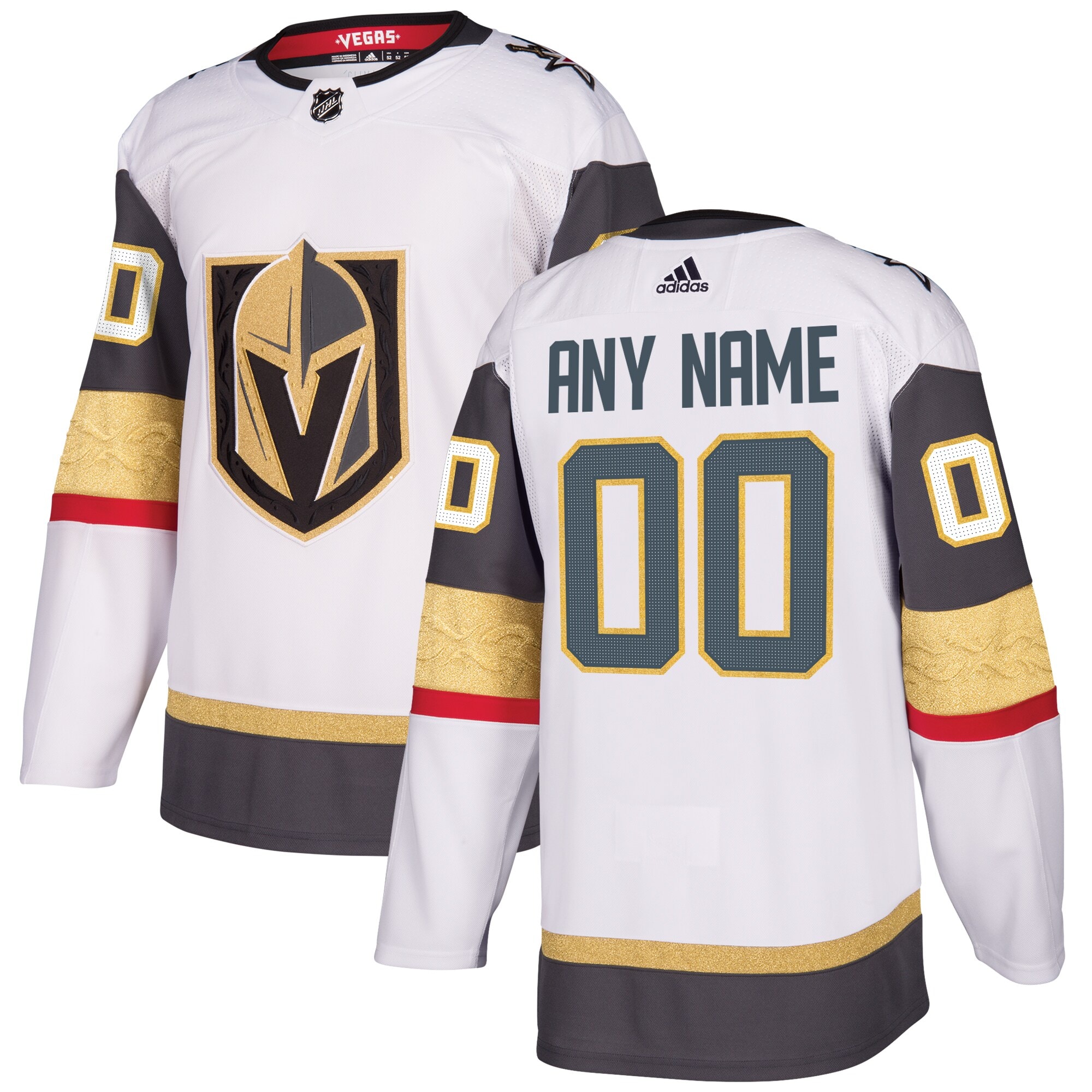 Men's Vegas Golden Knights adidas White Away Authentic Custom Jersey