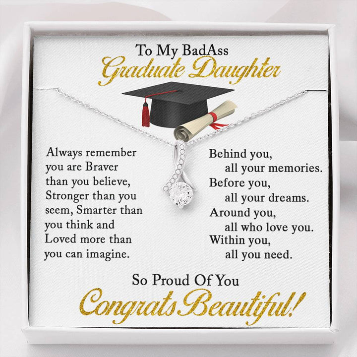 Graduation Necklace Gift – To My Daughter So Proud Of You – College, High School, Senior, Master Graduation Gift – Class Of 2022 Alluring Beauty Necklace – Lx035B