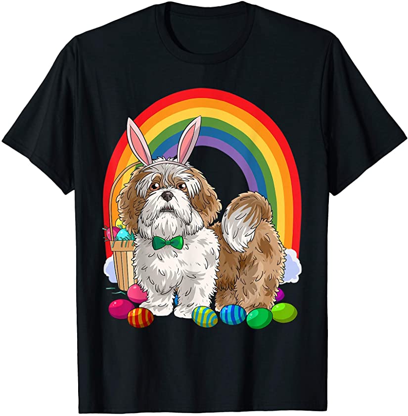 Lhasa Apso Easter Eggs Bunny Dog T-Shirt