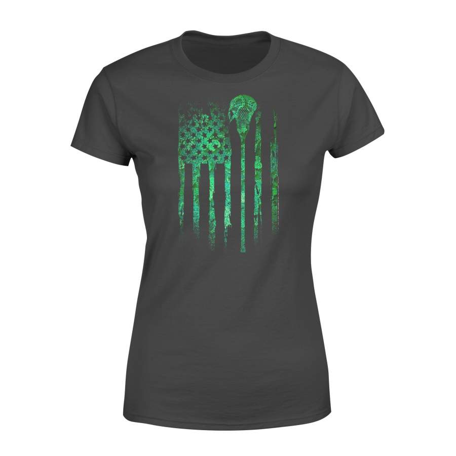 Vintage American Flag Lacrosse Funny St. Patrick’s Day Gift – Standard Women’s T-shirt