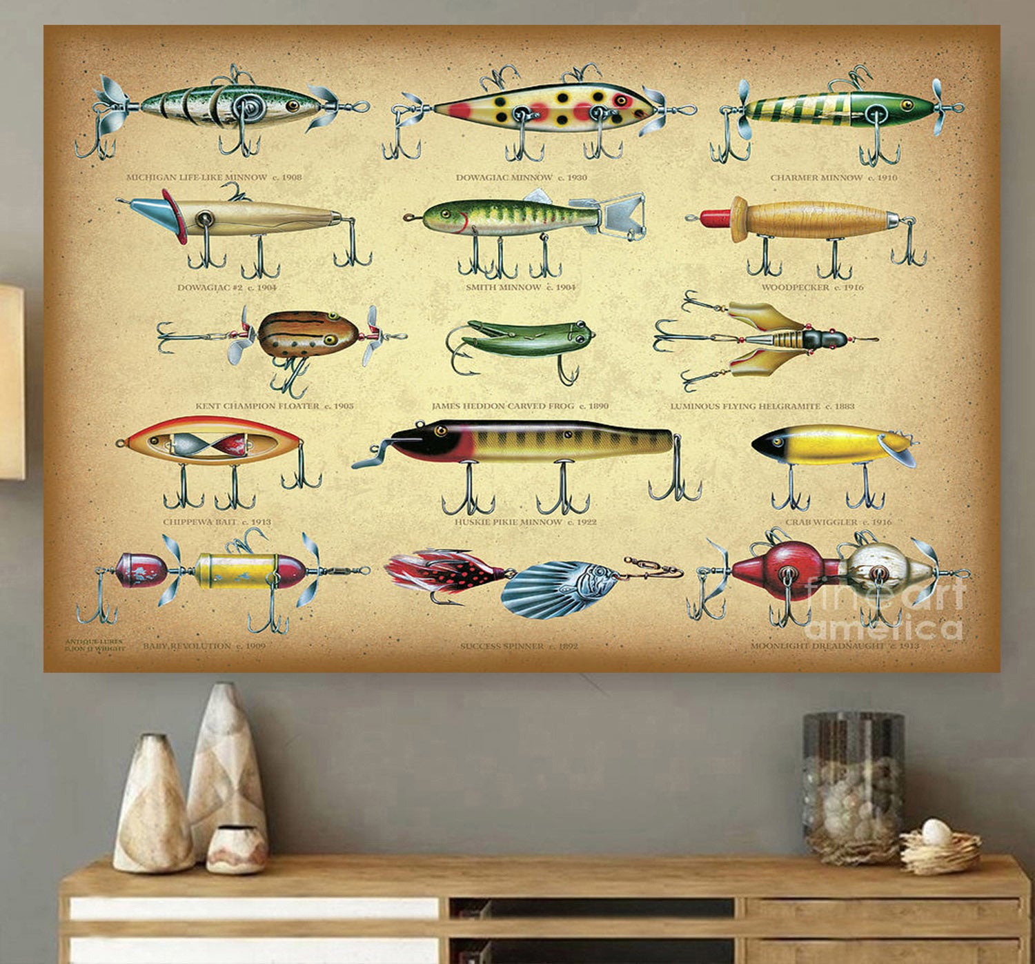 Antique Lures Brown Poster Fishing Knowledge Poster