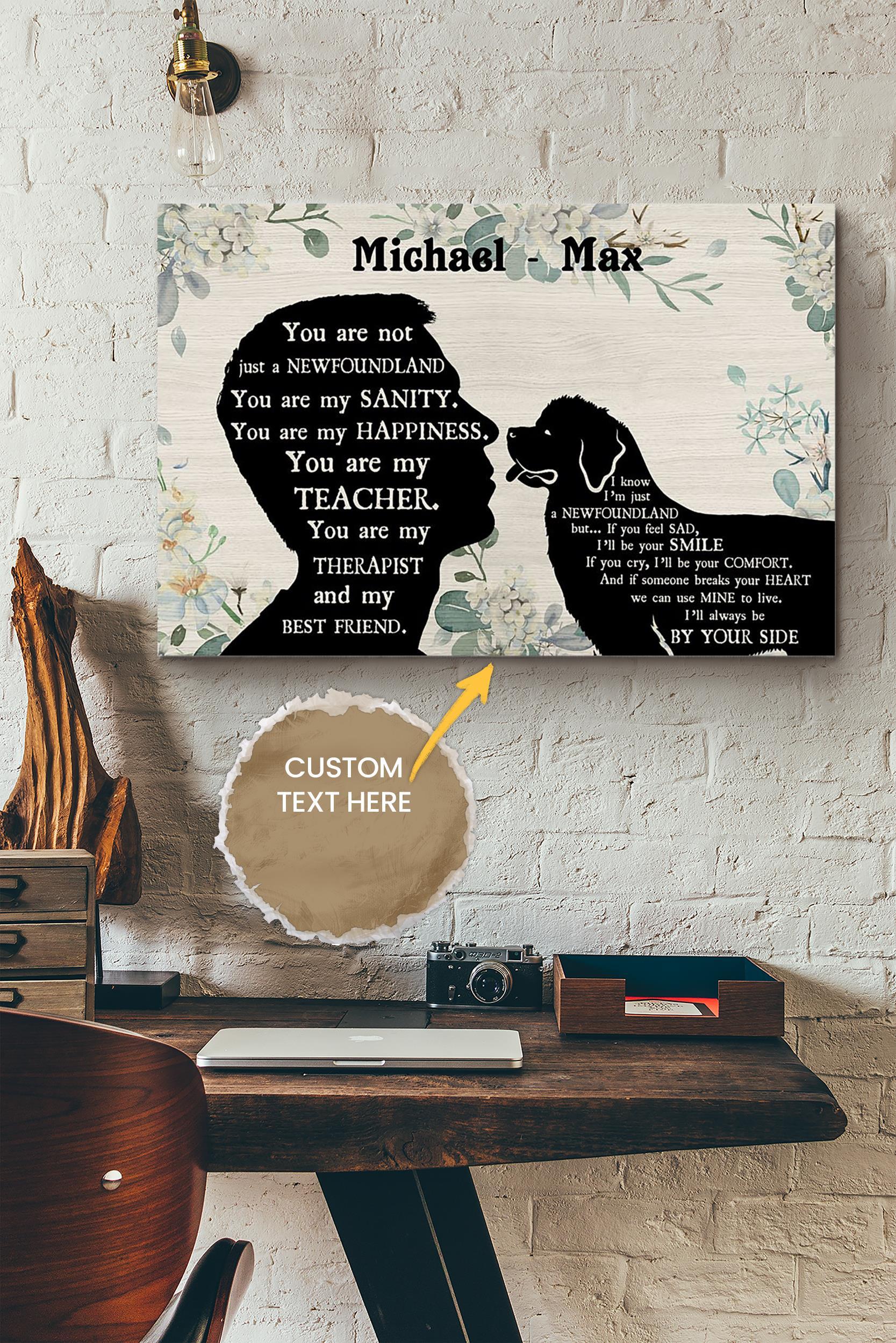 Newfoundland Boy Therapist Best Friend Personalized Poster – Animal Wall Art – Gift For Dog Lover Dog Foster Puppy Fan Wrapped Canvas