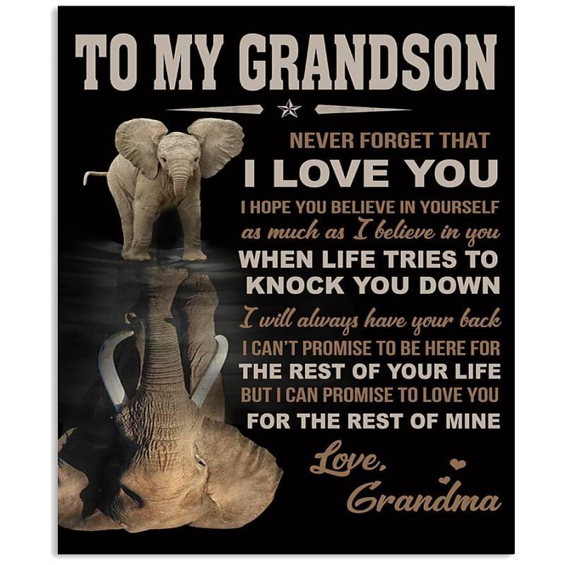 Meaningful Words From Grandma To Grandson Who Loves Elephant Vertical Poster