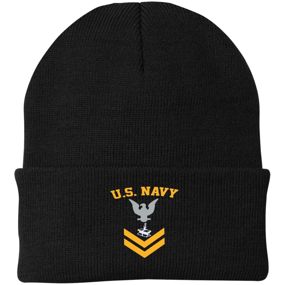 Us Navy Steelworker Sw E-5 Rating Badges Gold Stripe Printed Port Authority Knit Cap