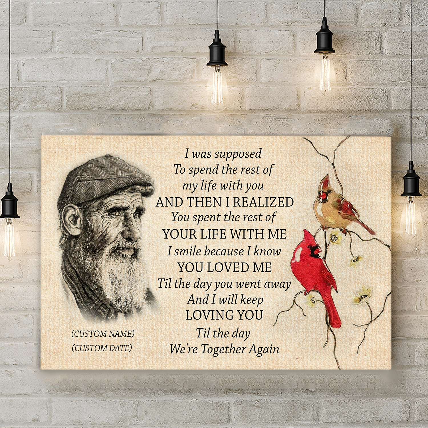 Personalized Canvas – Memory Husband in Heaven Wall Art Canvas Cardinal Birds, Memorial Sympathy Gifts for Family Chipteeamz T10